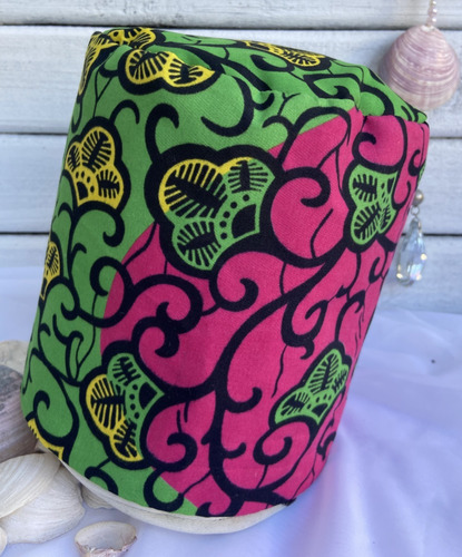 Eketé Kipa Gorro Umbanda Candomblé Africano Verde E Rosa Verde E Rosa Xg 63/64 X 20