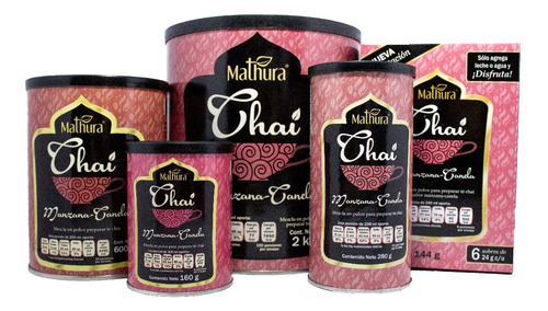 Caja Te Chai Sabor Manzana 24 Latas 160gr Cada Una Mathura