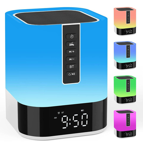 Reloj Despertador Con Bocina Bluetooth Con Luz Nocturna Par