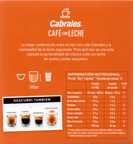 Cafe Capsulas Cabrales Cafe Con Leche Dolce Gusto