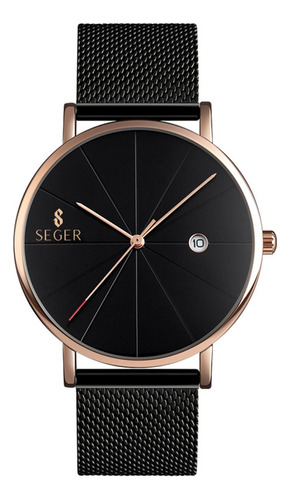 Reloj Elegante Hombre Seger 9183 Analogico Fecha Acero ! 