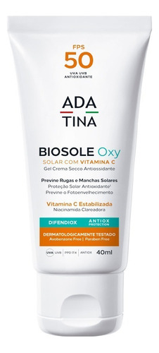 Protetor Solar Antioxidante FPS 50 Ada Tina Biosole Oxy Caixa 40ml