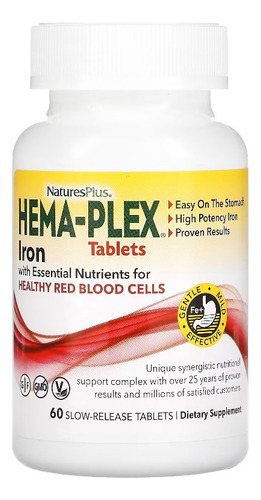 Naturesplus Hema-plex Hierro 60 Tabletas Sabor Sin Sabor