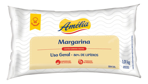 Margarina sem Sal Uso Geral Amélia Pacote 1,01kg