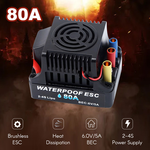 Controlador Eléctrico Esc 2-4s Sin Escobillas De 80 A, Enchu