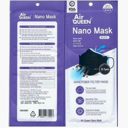 Cubreboca Lavable Nanofibra Coreano Airqueen 5+5 Soomlab As