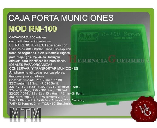 Imagen 2 de 7 de Caja Porta Municiones Mtm Rm-100 Capacidad 100 Uds