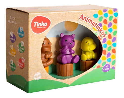 Imagen 3 de 3 de Juego De Encastre Animales Con Tronquitos Suave Tinko 8101