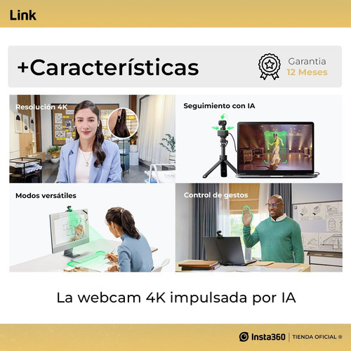 Imagen 4 de 9 de Cámara Web Insta360 Link 4k 60fps Webcam Tienda Oficial