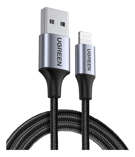 Cable Usb A Lightning Para iPhone Certificado MFI  Trenzado de Nylon Carcasa de Aluminio Cable de Carga Rapida 2.4A y Datos 1.5 metros Ugreen