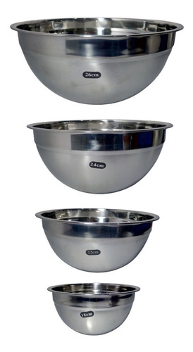 Set X4 Bowl Cocina Acero Batidor Reforzado Reposteria