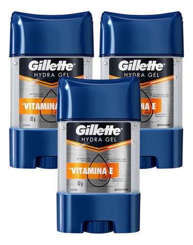 Desodorante Gillette Hydra Gel Vitamina E 82g Pack X3 Unid