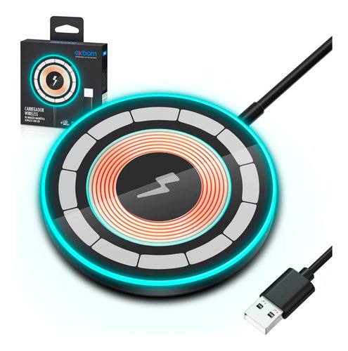 Carregador Por Indução Sem Fio Qi Usb P/ Celular Smartphone Cor Preto