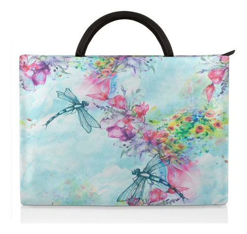 Funda Para Laptop Diseño Floral Libelula Acuarela 15 16  Asa