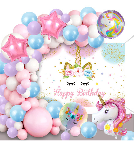 Globos De Unicornio Decoración Kits Fiesta Para Cumpleaños 