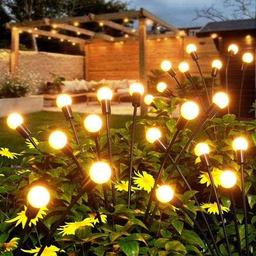 2-pack Solar Garden Lights, 16 Led Upgraded Firefly Sty...