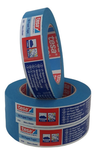 Imagem 5 de 7 de Fita Crepe Azul Profissional 25mmx50m Profissional Tesa 4435