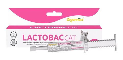 Lactobac Cat 16g Organnact - Probiotico Prebiotico P/ Gatos