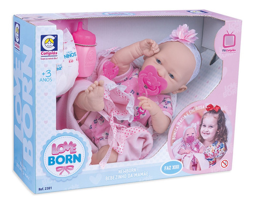 Boneca Reborn Faz Xixi Love Born Bebê Recem Nascido Cotiplás