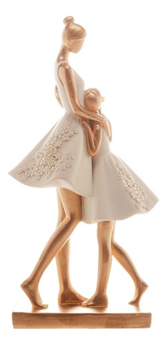 Escultura Decorativa Família: Mãe E Filha Se Abraçando Cor Branco