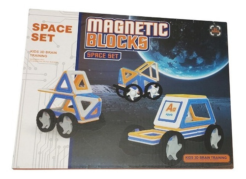 Imagen 3 de 5 de Bloques Magneticos 49 Pzas Vehiculos Espacio Ruedas Numeros
