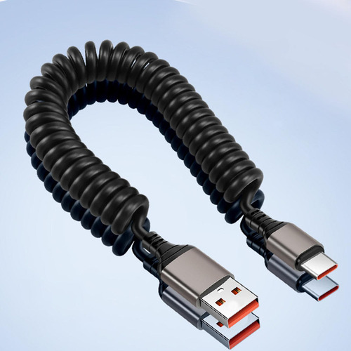 Cable De Carga En Espiral De 2 Uds, Cable De Carga Rápida