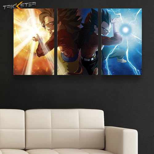 Cuadro Triptico Goku & Vegeta Fase 4 Dragon Ball Canvas