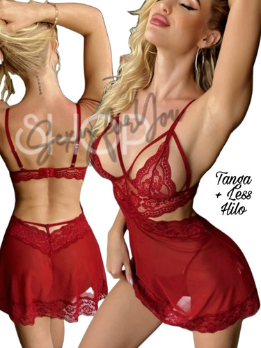 Baby Doll Sexy + Tanga Less Hilo Regulable X Talle