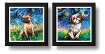 Comprar Set 2 Cuadros Perro Van Gogh Bulldog Shih Tzu Mascota Decor