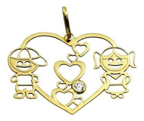 Pingente De Ouro Casal De Filhos Eterna Do Ouro 10k