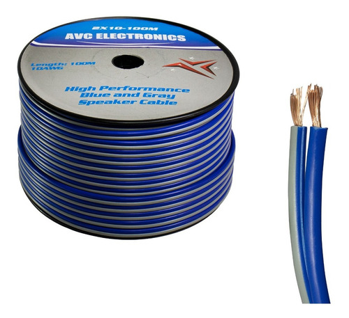 Cable Polarizado Avc 2x10 Azul-gris 100mts