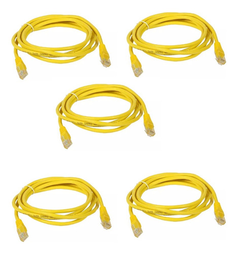 Cable Red Patch Cord Utp Categoría 5e 1.80 Mts X 5 Unidades Color Amarillo