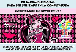 Kit Imprimible Draculaura Monster High + Candy Bar