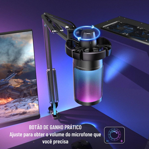 Micrófono Articulado Fifine A6t Rgb Plug Play Ampligame