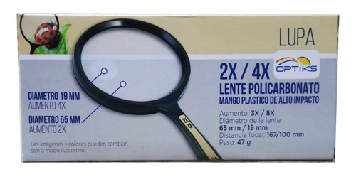 Imagen 5 de 8 de Lupa De Mano Lente Policarbonato 2x 4x Art.2326 Optiks