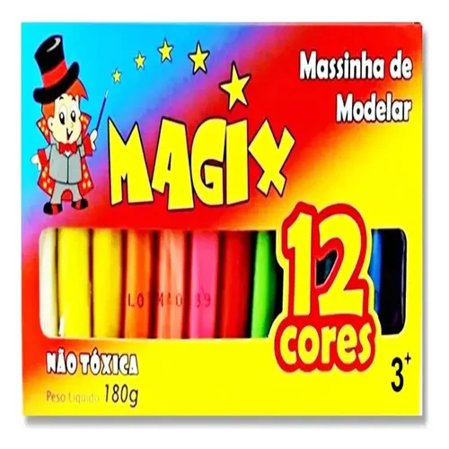 Kit 6 Caixas Massinha Modelar Magix 180g 12 Cores Multicolor
