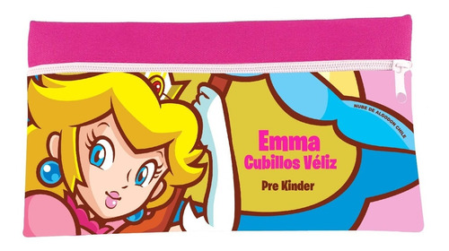 Estuche Princesa Peach Niña Personalizado Con Nombre Y Curso