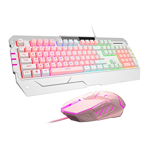 Teclados De Juego Usb Rosa Keybaord Y Mouse Combo, Gt817 104