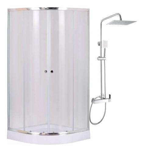 Shower Door 80x80 Curvo Transparente Columna Rectangular