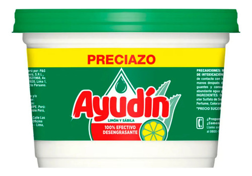 Lavavajilla En Pasta Ayudin Limon Y Sabila Pote 750g