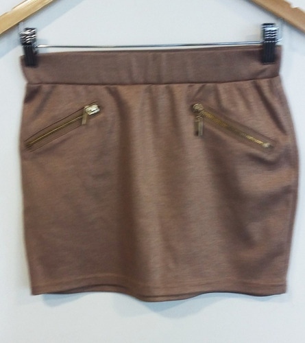 Pollera Mini Fishbone Dorada Talle Xs Loc