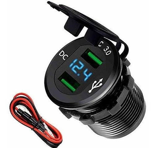 Car Cell Phone Charger Socket Quick Charge 3.0 Dual Usb Wate