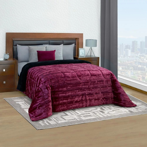Cobertor King Size Burdeos Mink Peluche Vino Elefantito
