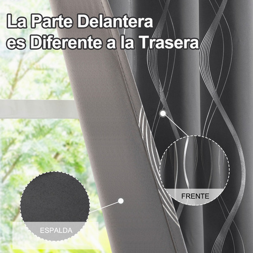 J Cortinas Blackout Con Línea Ondulada Color Raya Gris