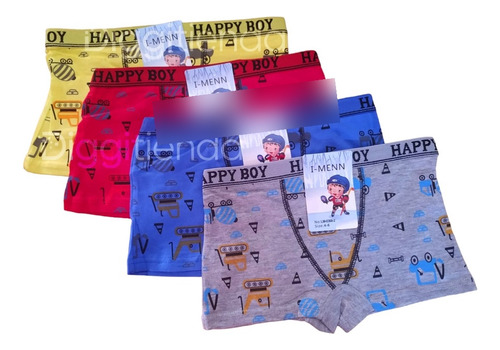 Pack De 4 Boxers Para Niño En Algodón Talles 2-4, 4-6, 6-8