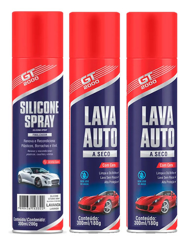 1 Silicone Automotivo Spray + 2 Lava Seco Gt 2000 