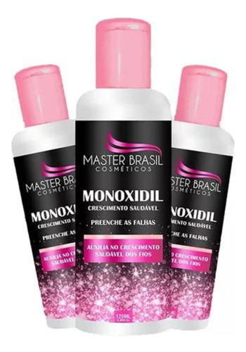 Master Hair Kit Moxidil 3 Unidades Cabelo E Sobrancelhas -120ml Feminino