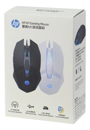 Mouse Gamer Hp M1 Rgb 3600 Dpi 6 Botões Usb Preto