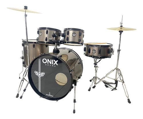Bateria Nagano Completa Onix Rock Deep Silver Bumbo 22 Pol