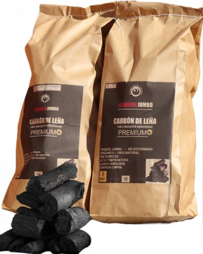 Carbón Vegetal De Leña De Mezquite Trozos Jumbo 10 Kg (5x2)